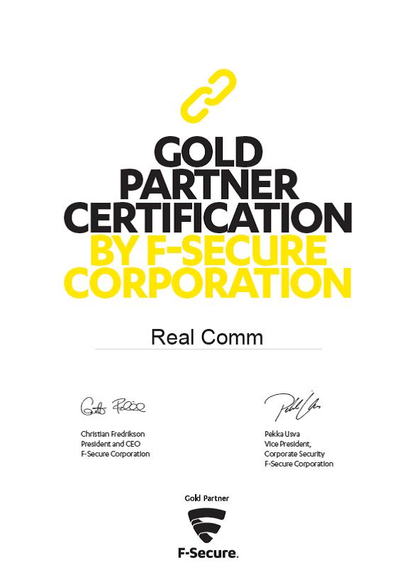 gold partner certification by F-Secure Corporation