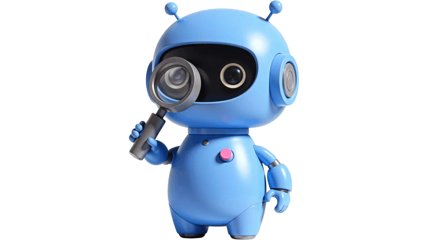 Robot con lente d'ingrandimento